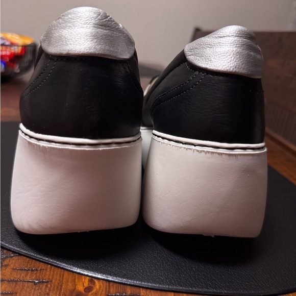 Fly London Black and White Platform Slip-Ons - Picture 4 of 12